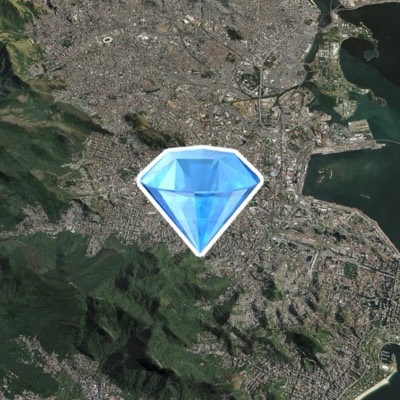 A blue gem on satellite terrain of Rio de Janeiro